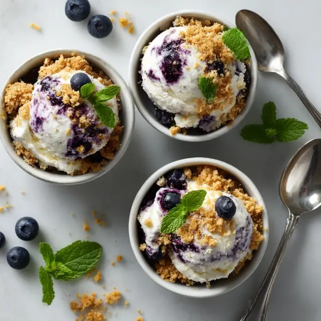 Blueberry Cheesecake Cottage Cheese Ice Cream Recipe blueberry cheesecake cottage cheese ice cream Scoops of blueberry cheesecake cottage cheese ice cream served