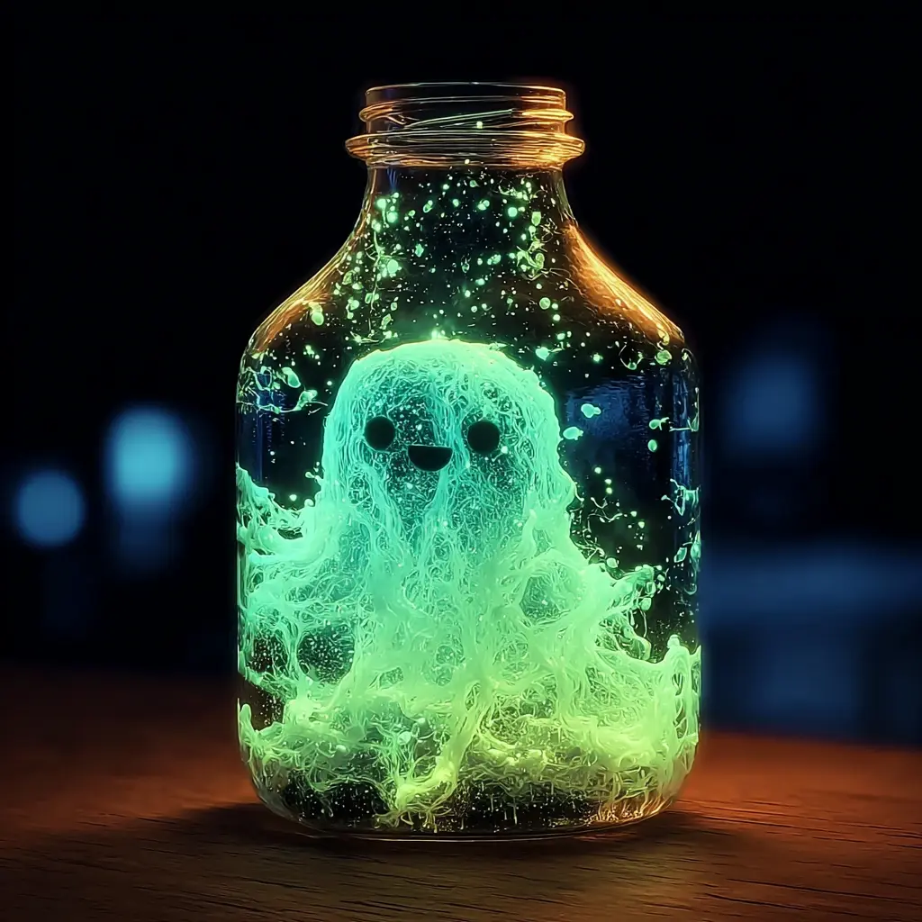 Frasco de slime fantasma brillante con bicarbonato de sodio 1