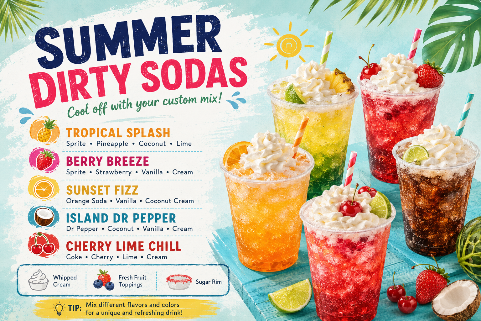 Tropical Splash Dirty Soda – Creamy Summer Drink Tropical Splash Dirty Soda
